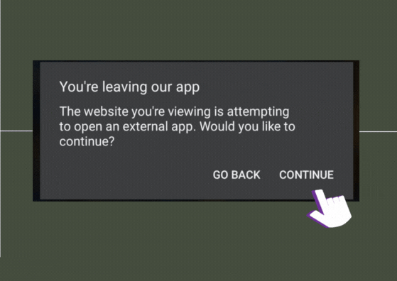 Tap 'Continue' on the Facebook prompt