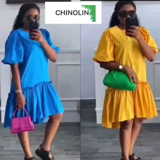 Robe Chic à Volants et Manches Bouffantes