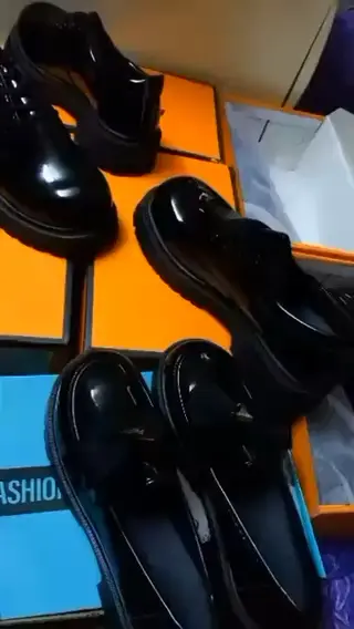 Black Shiny Platform Derby Shoes