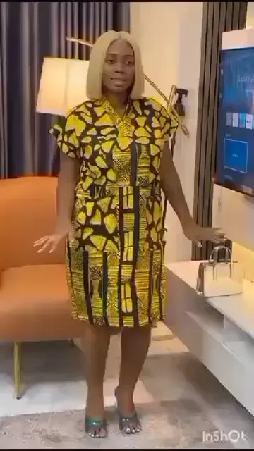 African Print V-Neck Dress
