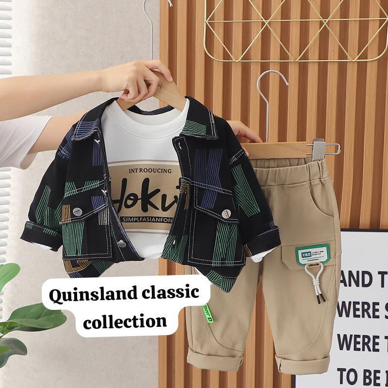 Boy's Trendy Denim Jacket and Cargo Pants Set