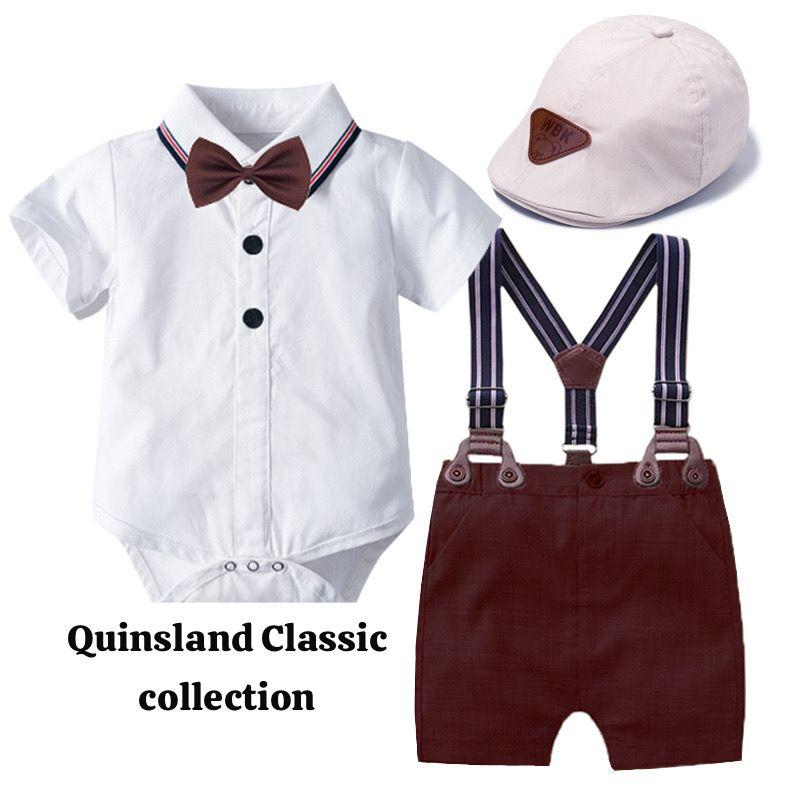 Baby Boy's Formal Outfit with Bowtie and Suspenders