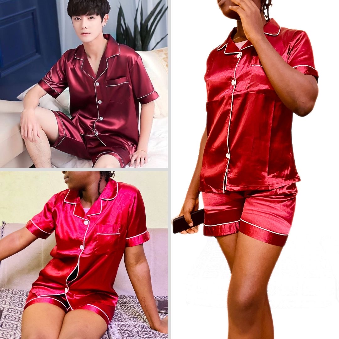 Luxurious Burgundy Satin Pajama Set