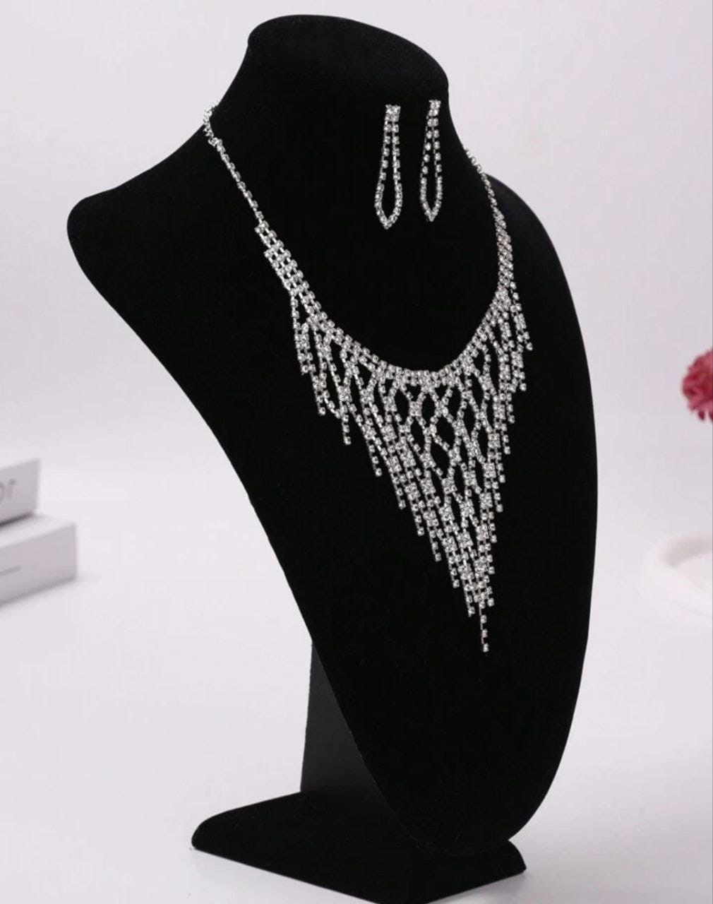 Rhinestone Necklace and Earring Set