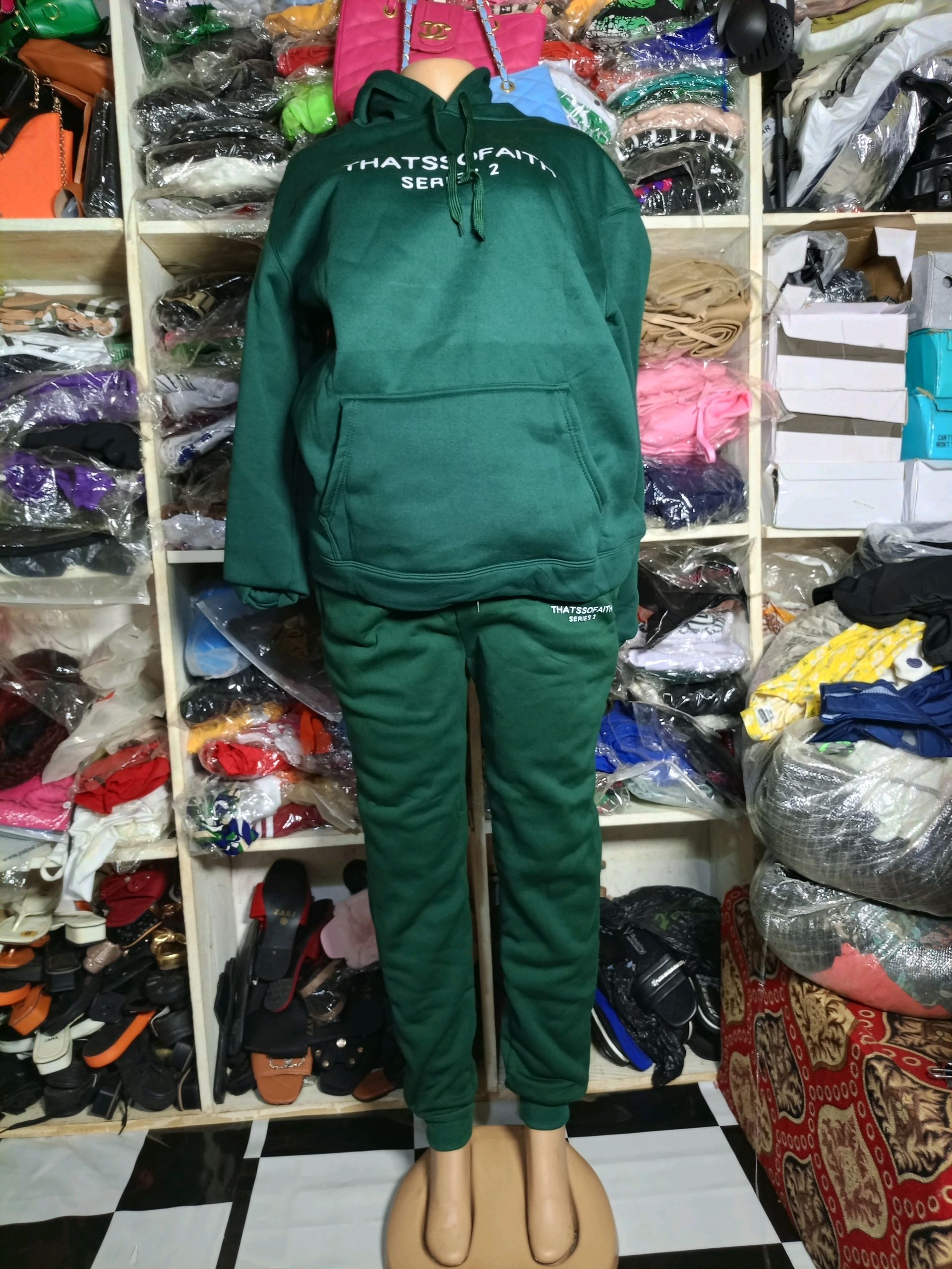 THATSSOFAITH Green Hoodie and Joggers Set
