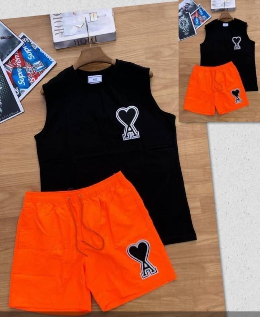 AMI Paris Co-ord Set Black & Orange