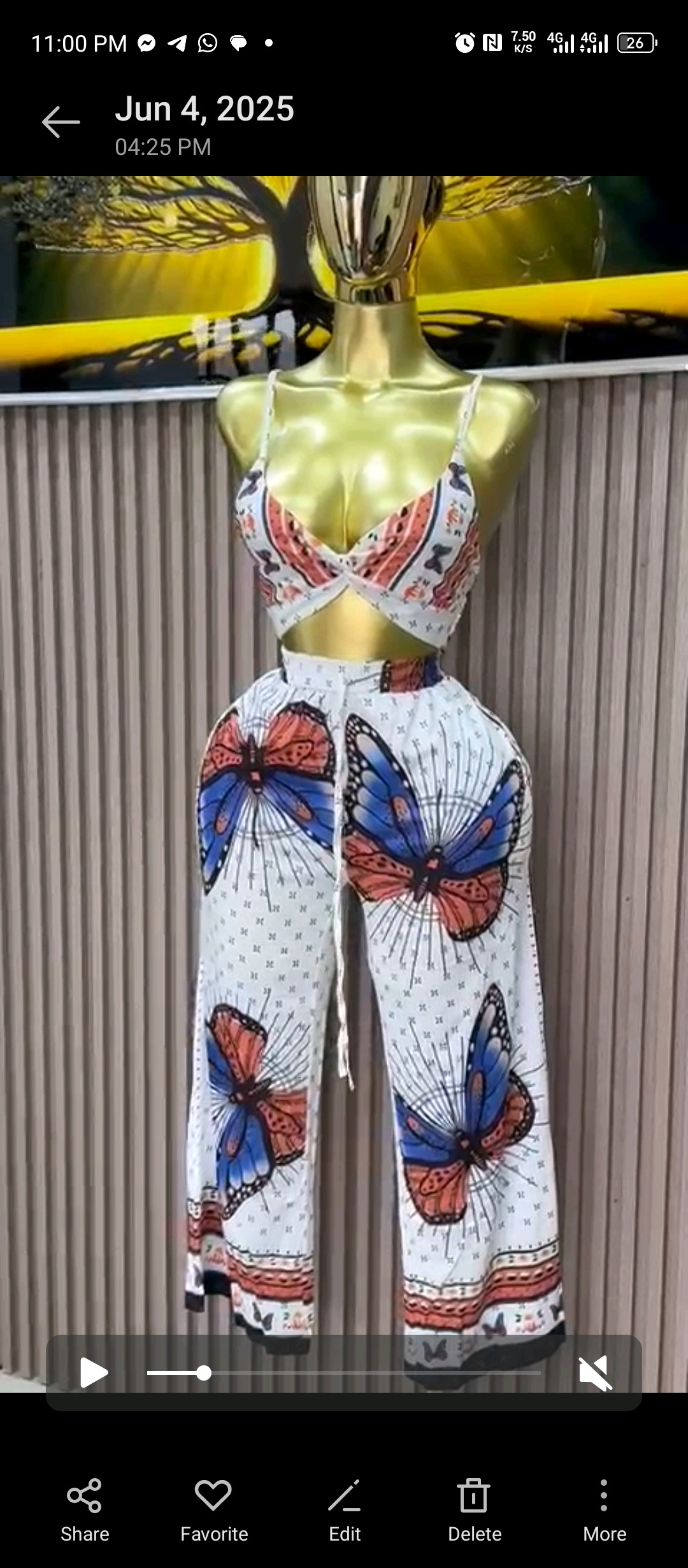 Butterfly Print Two-Piece Outfit