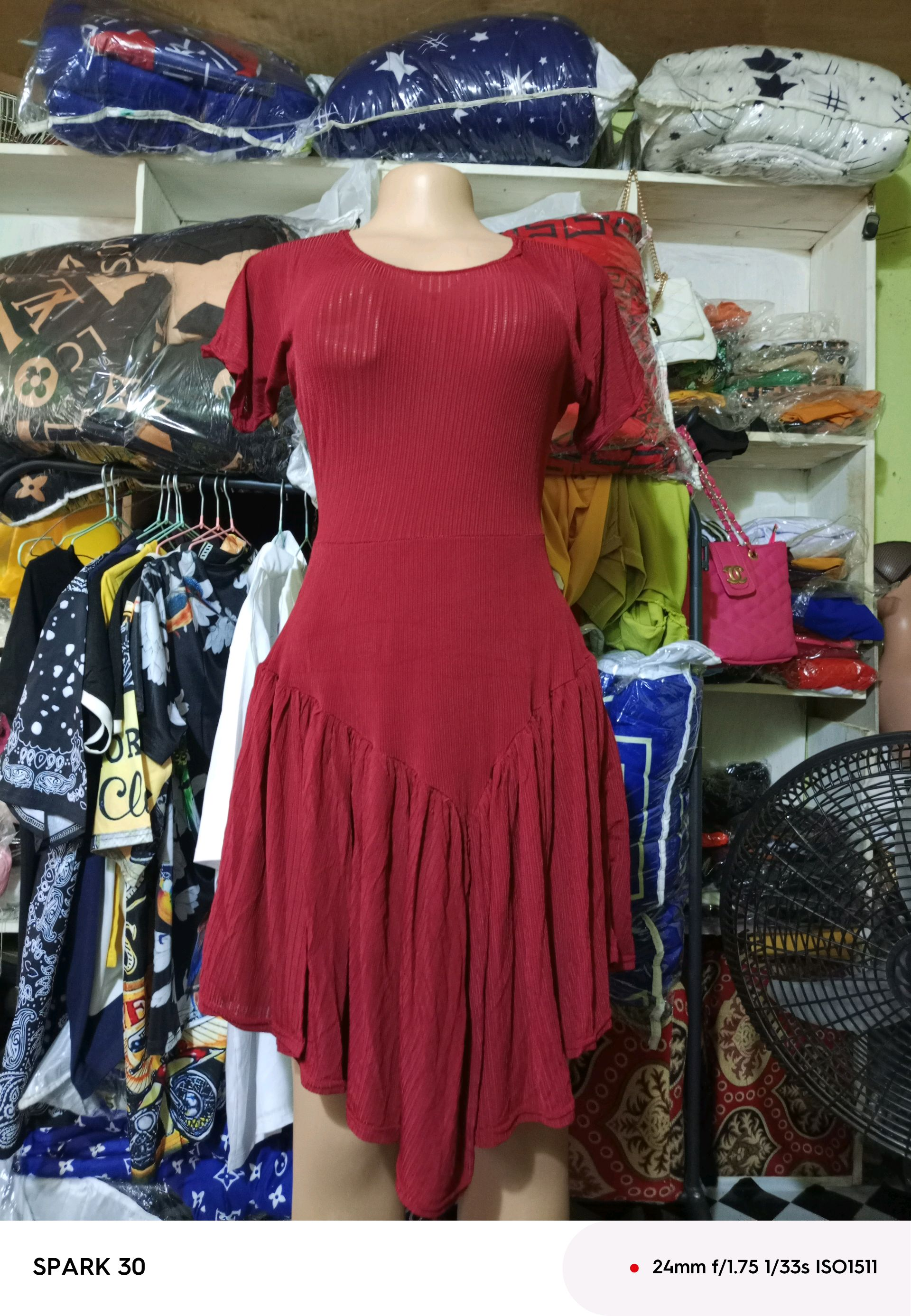 Red Ribbed Mini Dress