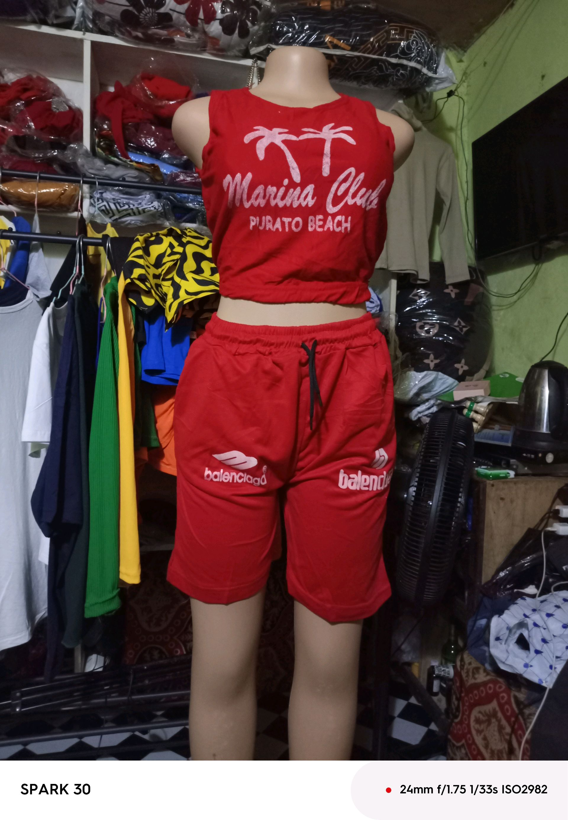 Red Crop Top and Shorts Set