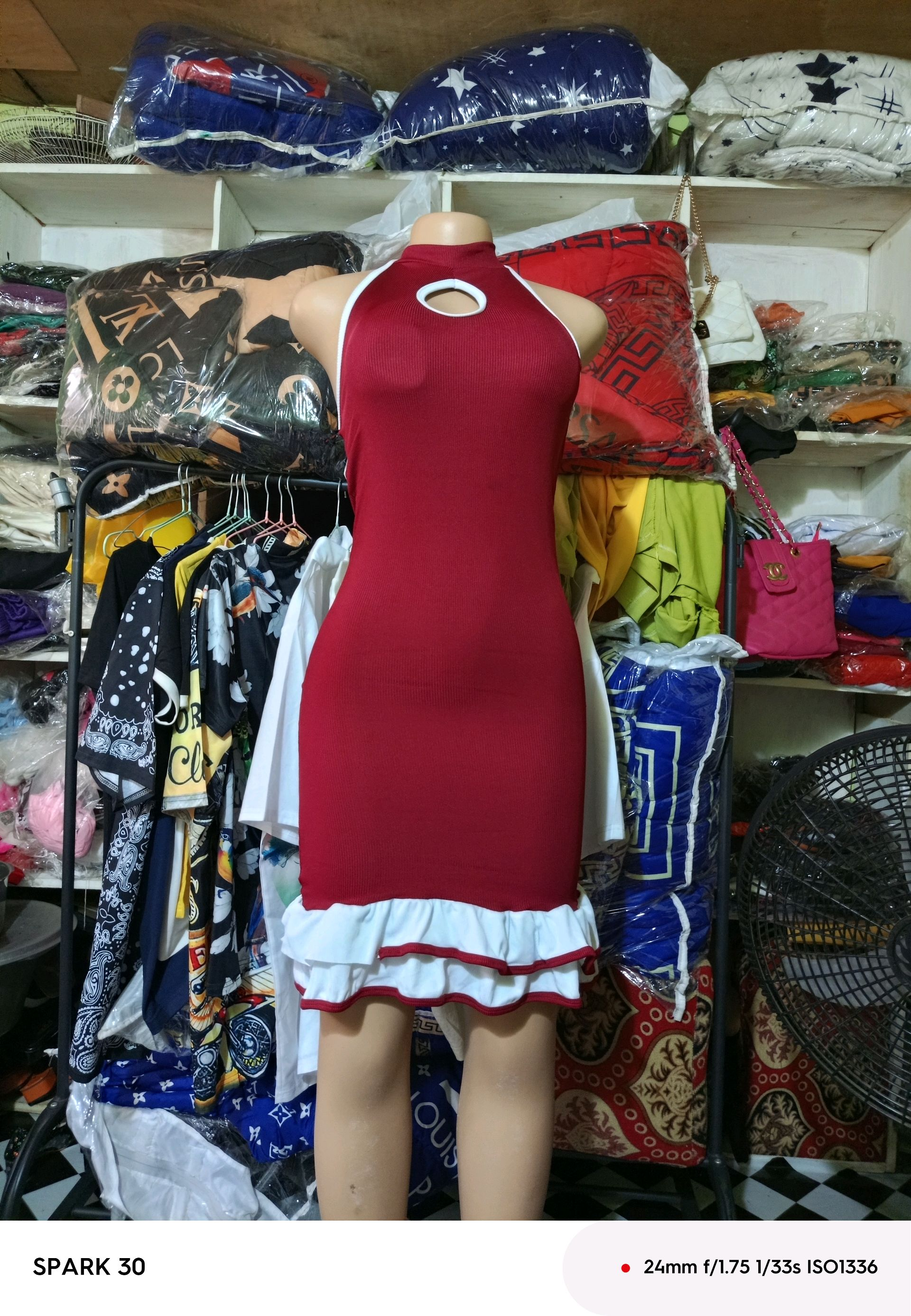 Red Ribbed Mini Dress