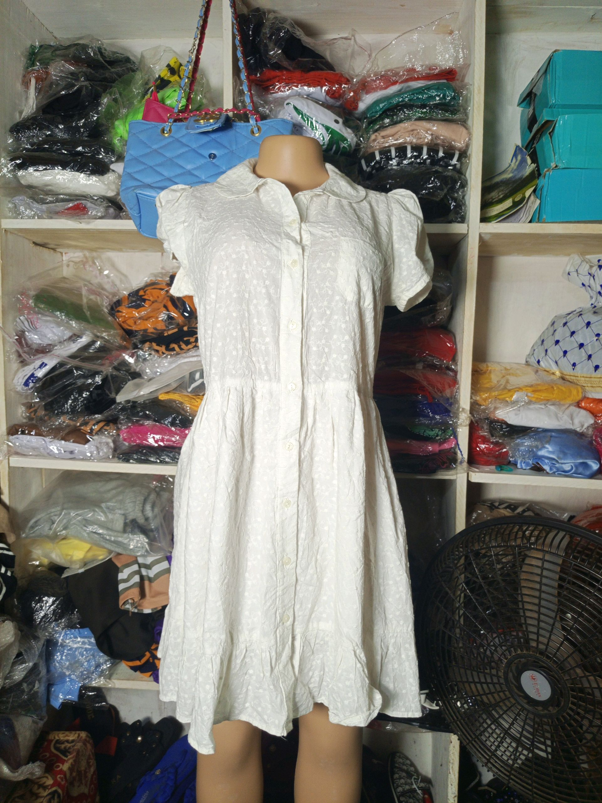 White Textured Mini Dress