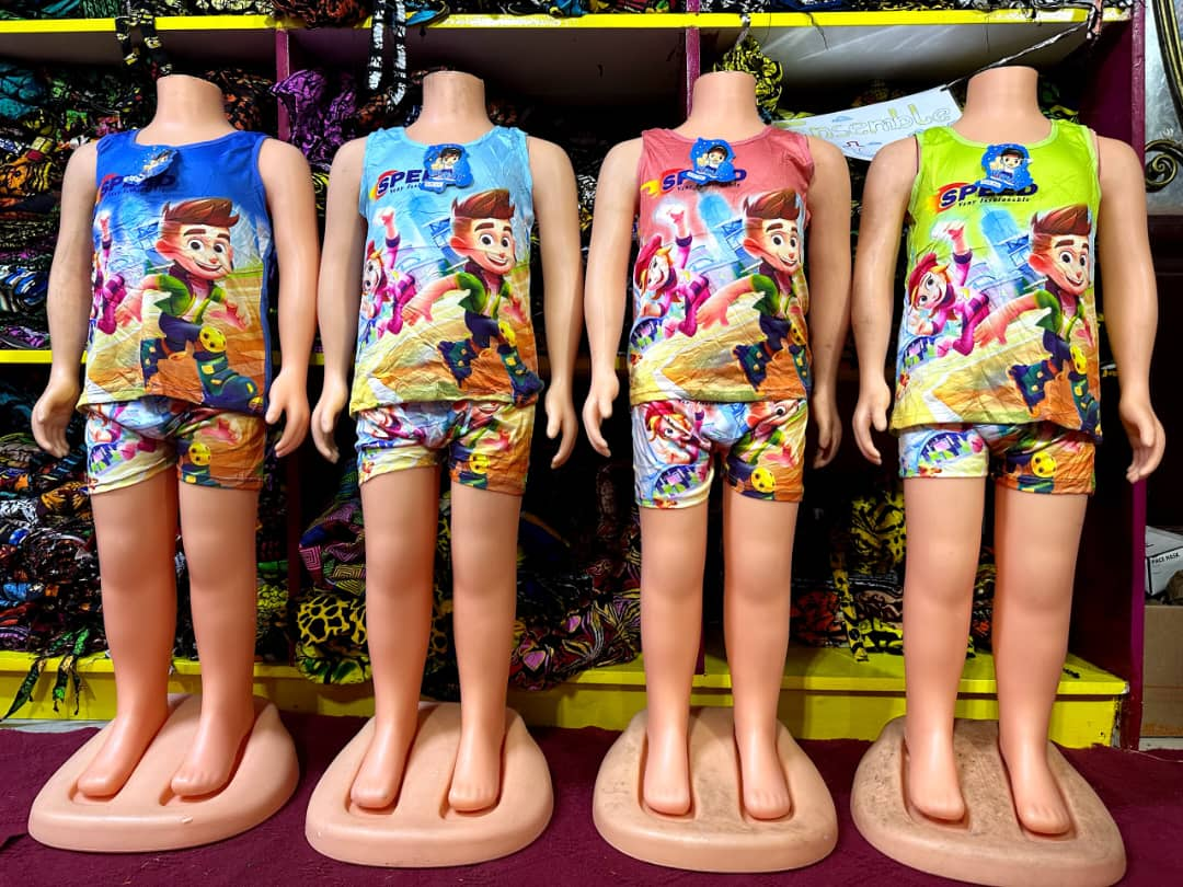 Kids Cartoon Tank Top & Shorts Set