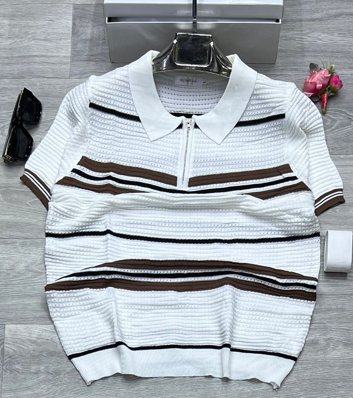 Men's Striped Knit Polo