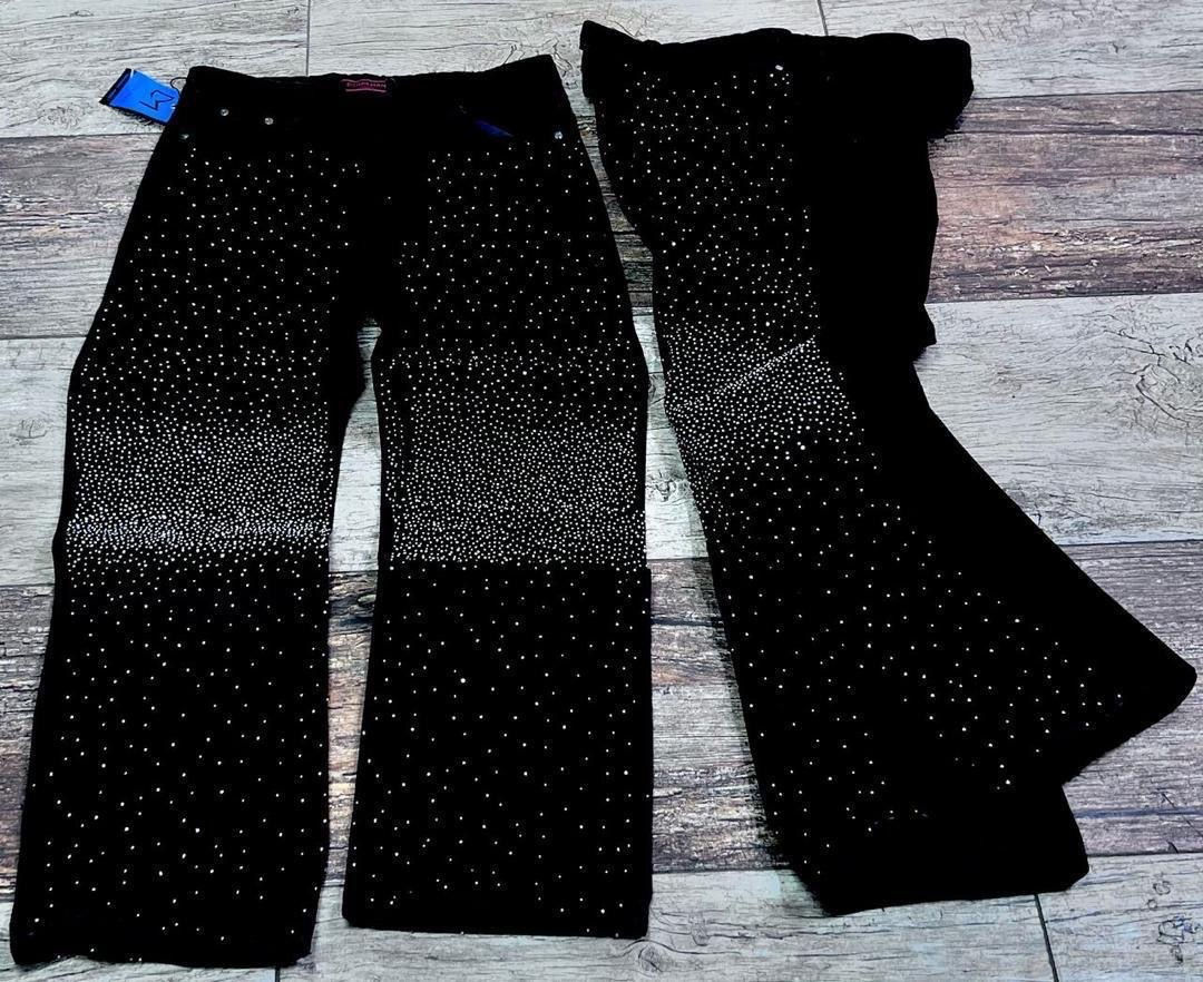 Black Rhinestone Flare Pants