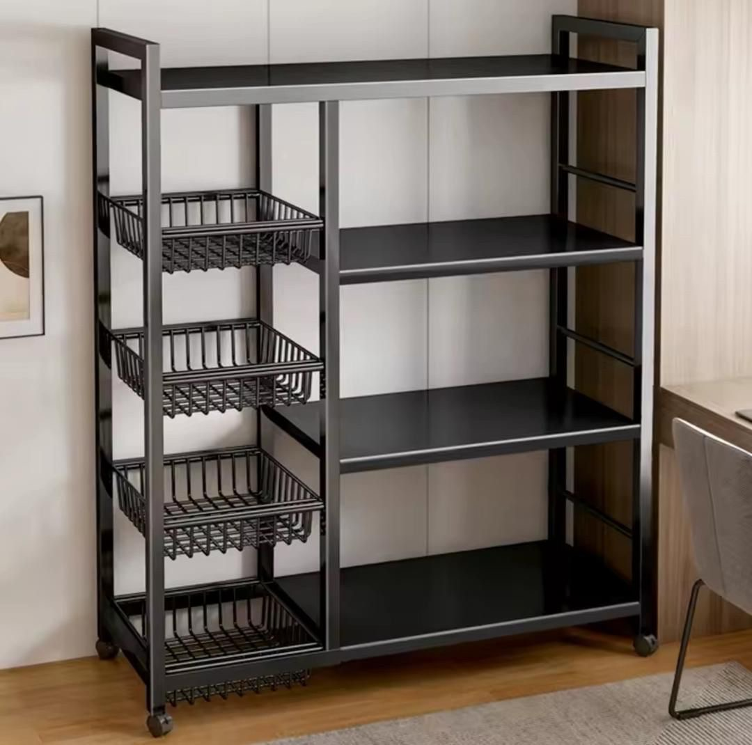 Étagère de Rangement de Cuisine Polyvalente avec Paniers