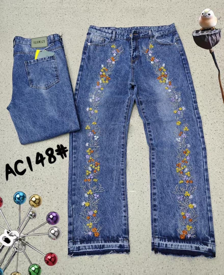 Embroidered Flower Jeans