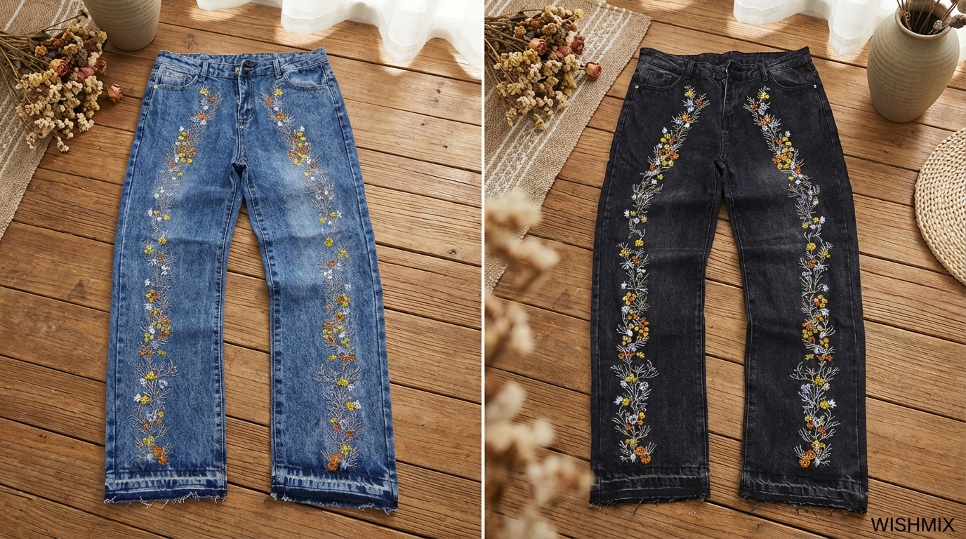 Stylish Embroidered Flower Jeans