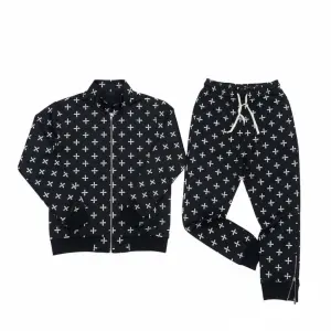 Men's Patterned Zip-Up Tracksuit Set