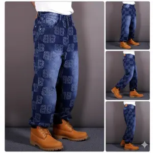 Premium Monogram Baggy Jeans - Ultra Thick Denim