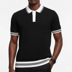 Men's Striped Knit Polo Shirt