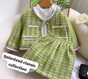 Chic Tweed Jacket & Skirt Set for Girls