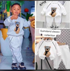 Cute Bear Print Baby Boy Outfit