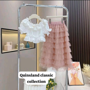 Chic Off-Shoulder Ruffle Crop Top & Tiered Tulle Skirt Set