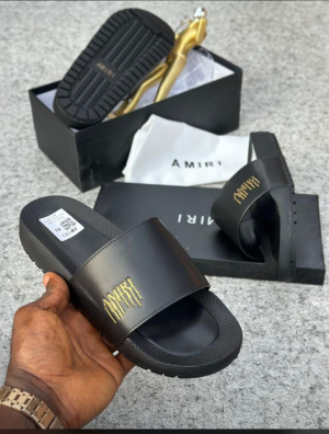 Amiri Black Leather Slides