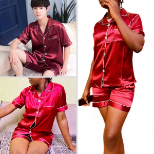 Ensemble Pyjama Satin Bordeaux Luxueux
