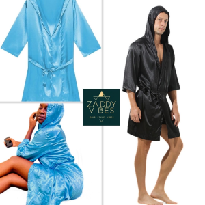 Robe de Chambre Unisexe en Satin à Capuche