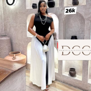 Asymmetric Black & White Maxi Outfit