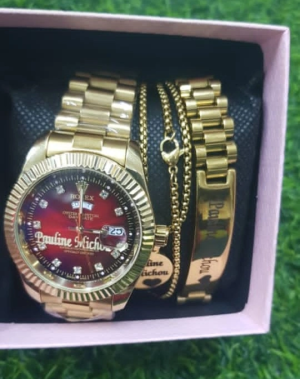 Elegant Gold-Tone Watch & Bracelet Set