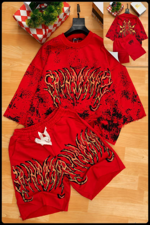 Trendy Graphic Print T-Shirt & Shorts Set