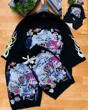 Bold Graphic Print Short Set for Men