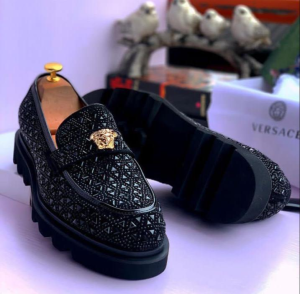 Versace Style Embellished Loafers