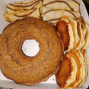 pancakes, crêpes tourbillon, cake chocolat 