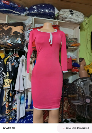 Pink Long Sleeve Bodycon Dress