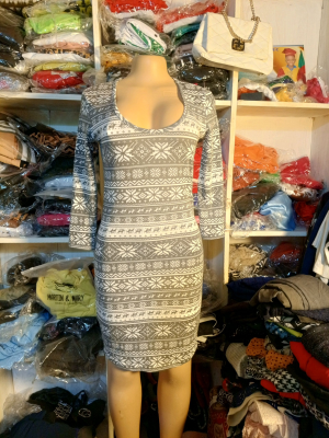Grey Pattern Mini Dress