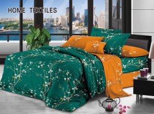 Green & Orange Floral Bedding Set