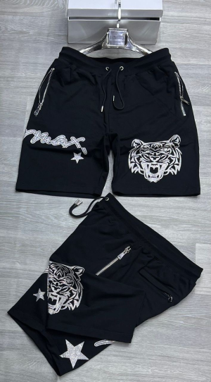 Black Tiger Print Short and Jogger Set
