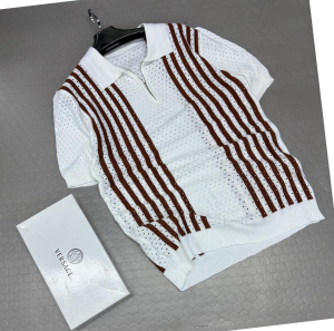 Striped Breathable Zipper Polo Shirt