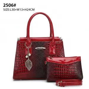 Women's Crocodile Embossed Handbag Set