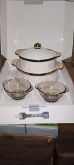 Elegant Ceramic Dishes & Glass Soup Bowls Set