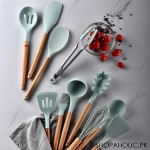 Silicone and Wood Kitchen Utensil Set