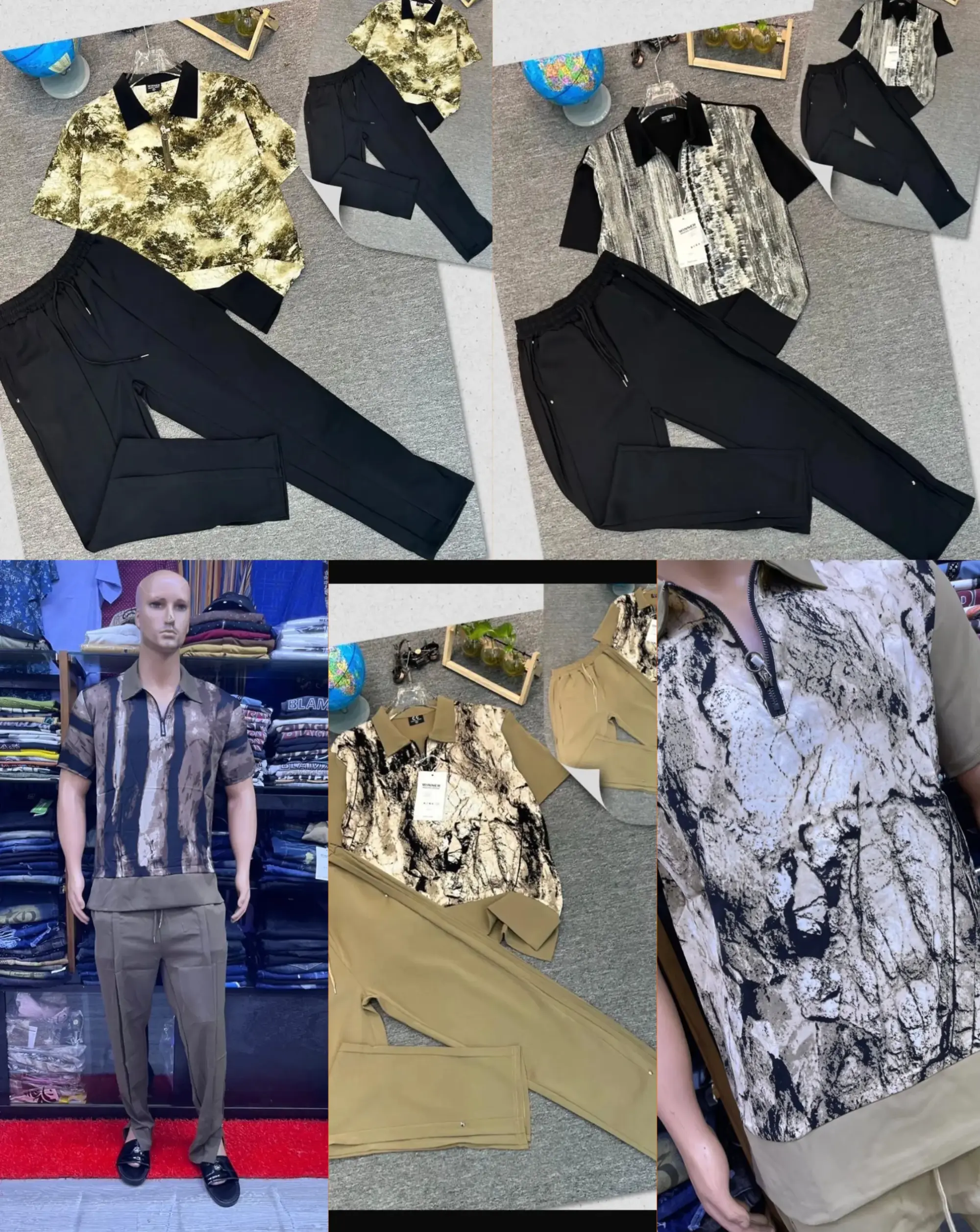 Men's Trendy Print Polo Shirt & Jogger Set