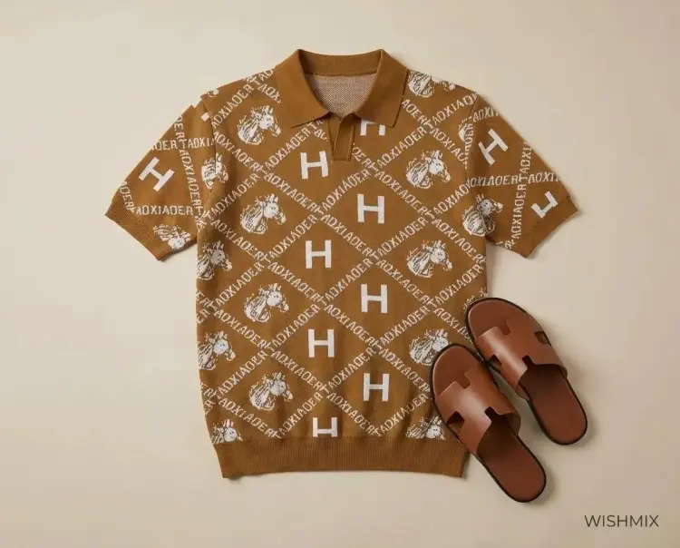 Men's Premium Patterned Knit Polo Shirt